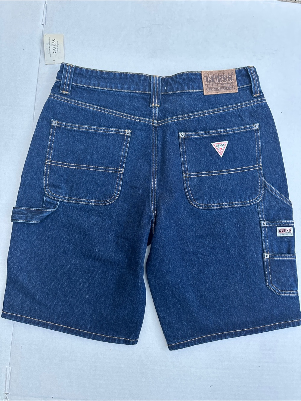 New GUESS Men’s Dark Blue Denim Cargo Shorts SZ 32